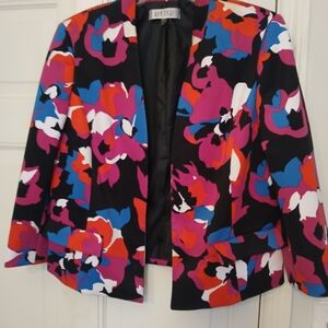 Kasper Women's Vibrant Floral Blazer - Black, Pink, Blue, Red